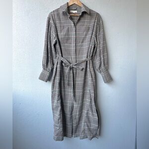 H&M | Plaid Belted Midi Duster Coat